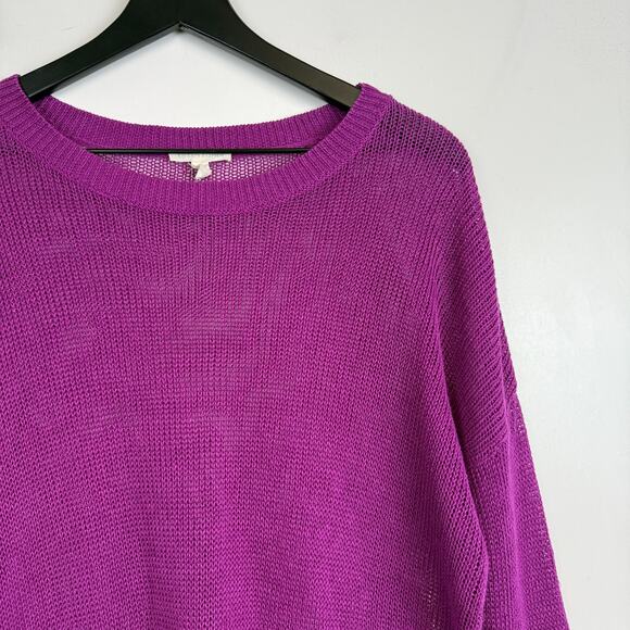 Eileen Fisher Purple Open Knit Tunic Sweater - M - Picture 2 of 9